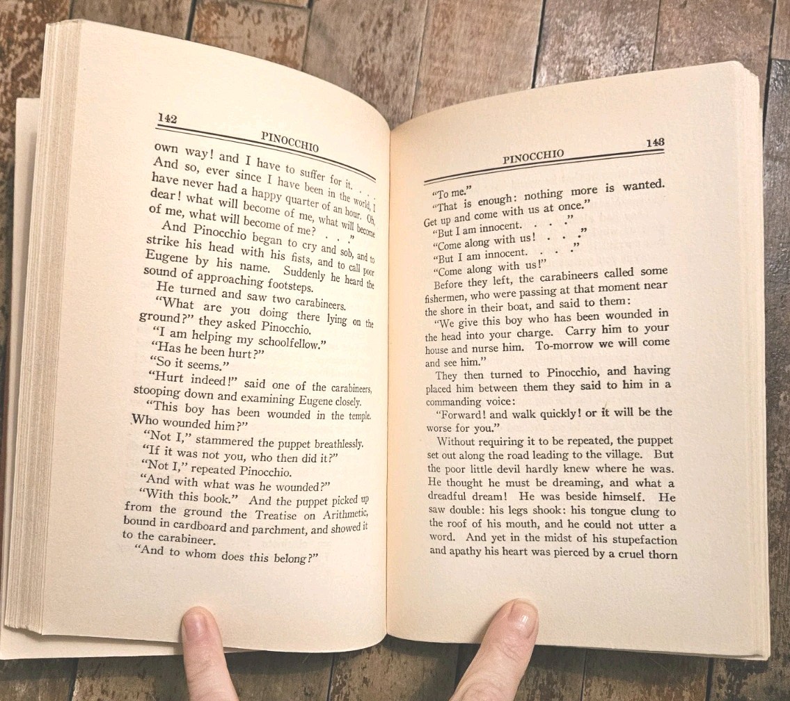 Early 1900s. Pinocchio by C. Collodi | Hardcover Antique Classic Book Orange