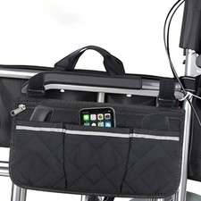 Wheelchair Side Bag Hang On Side Armrest Accessories Storage Pouch W Cup Holder