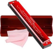 24 Hole C Key Harmonica Mouth Organ Diatonic with Case