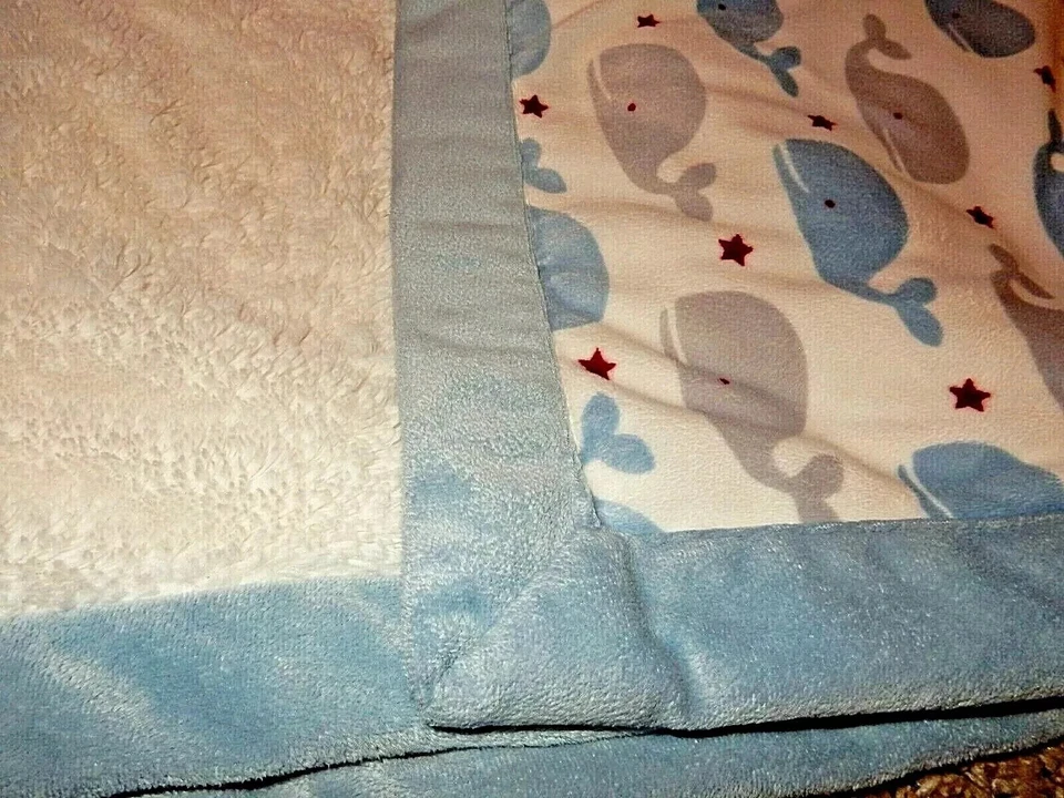 3D LN 30x40 WENDY BELLISSIMO Ballenas Estrellas Felpa Terciopelo Cuna Bebé Manta Lovey Foto 3 de 4