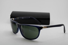 NEW PERSOL P 3222-S 181/31 BLUE SILVER CLEAR AUTHENTIC SUNGLASSES 62-17