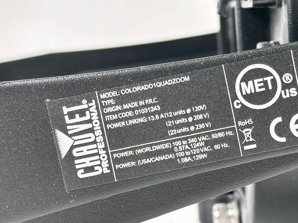CHAUVET Pro Professional COLORado 1-Quad Zoom RGBW LED Wash Light - Image 3 of 4