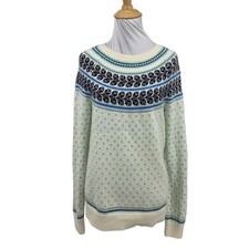 Talbots Sweater Womens M Medium Fair Isle Nordic Crew Neck Wool Blend Pullover