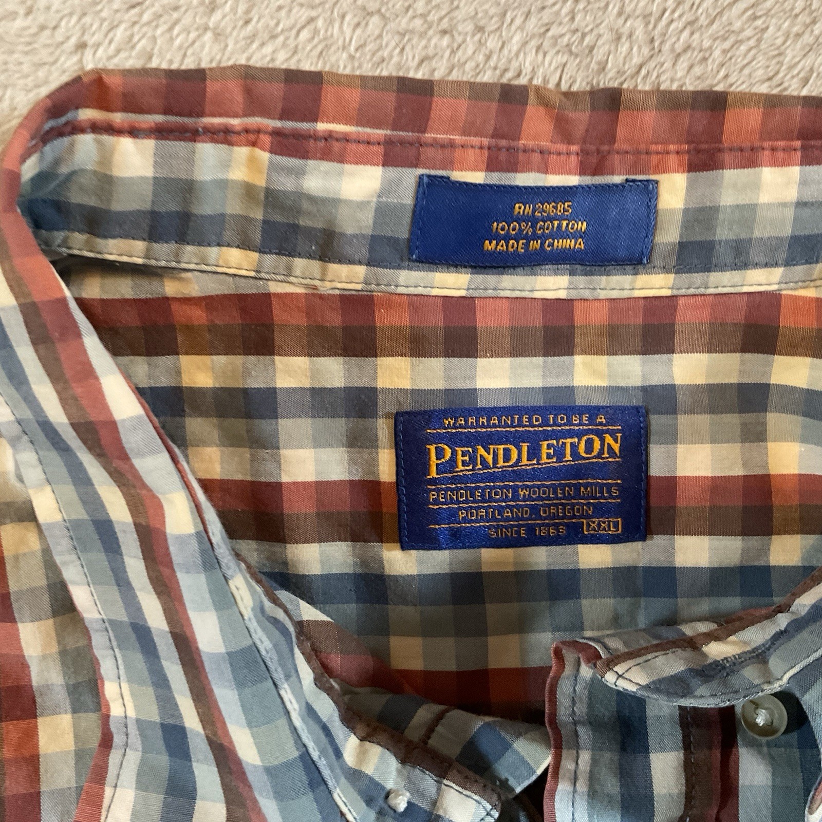Pendleton SS Button Front Shirt Plaid Men’s Large XXL