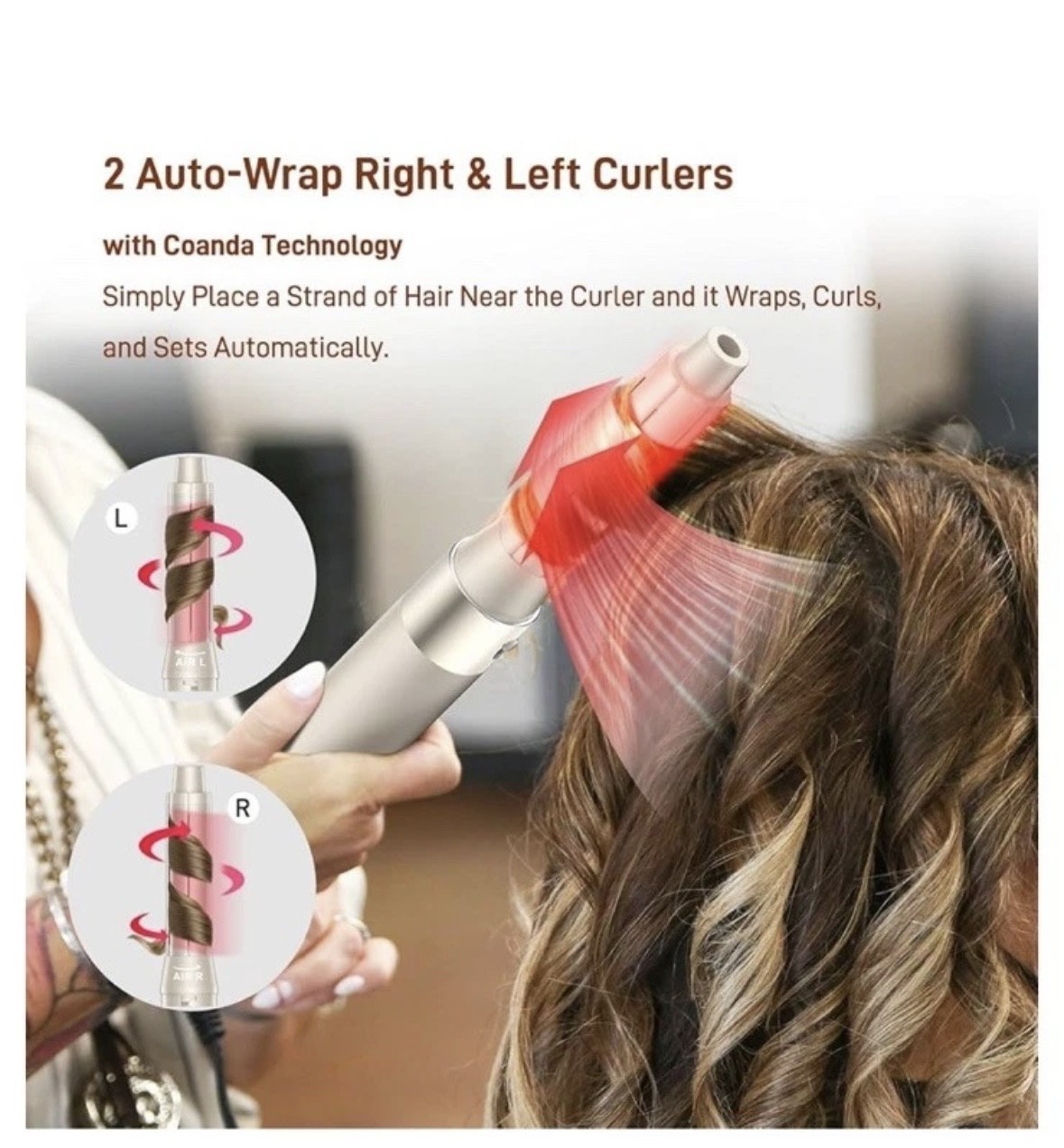 Mescomb 5-in-1 Hot Air Styler 110,000 RPM W/Auto Wrap Curlers Salon Quality Hair