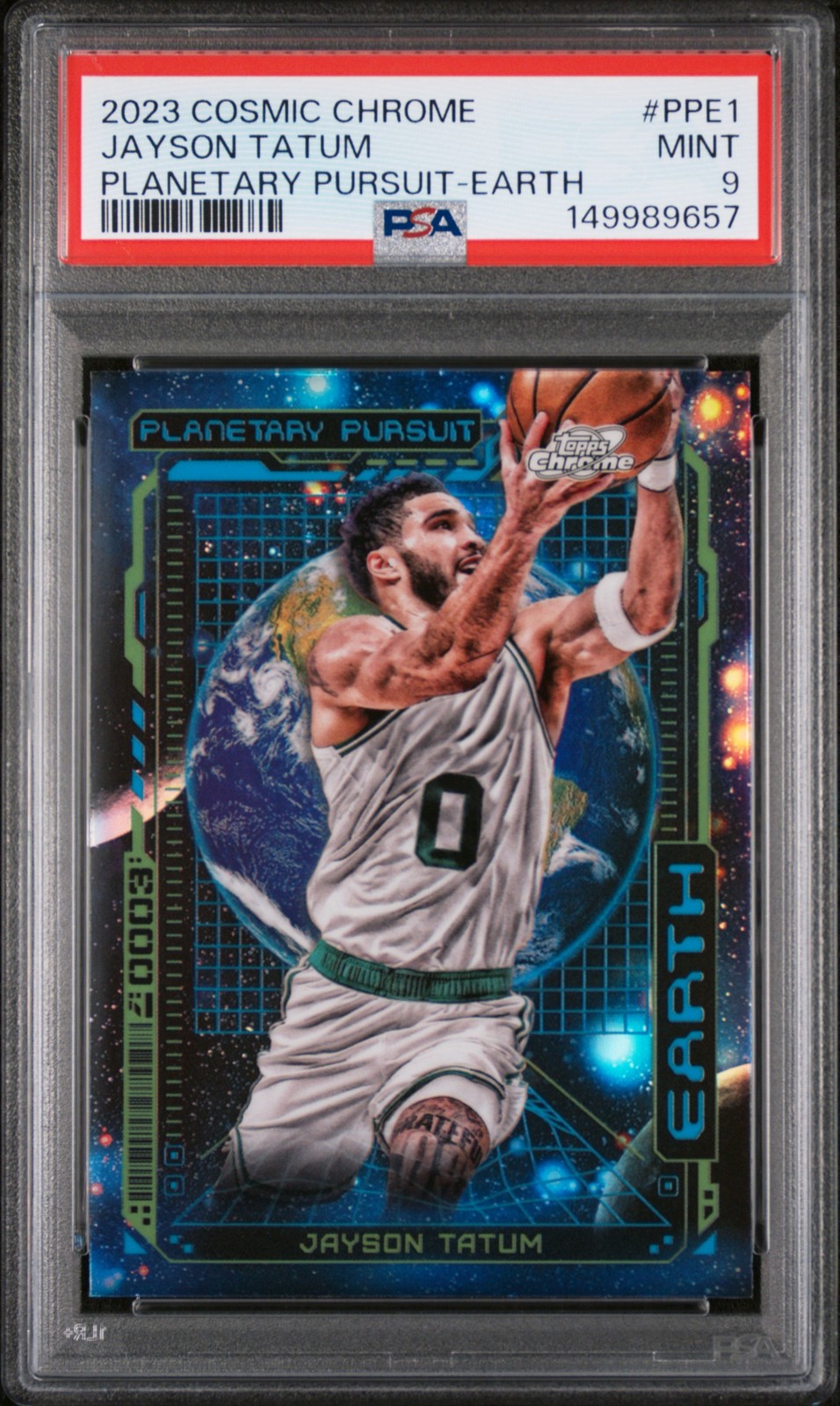 2023 TOPPS COSMIC CHROME PLANETARY PURSUIT EARTH #PPE1 JAYSON TATUM PSA 9