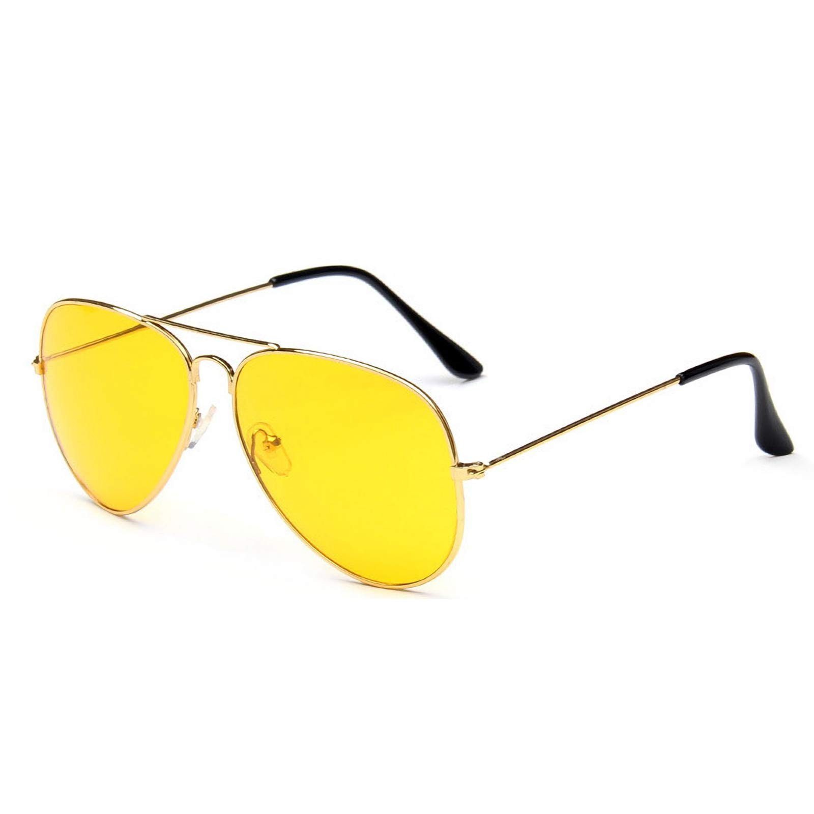 Vintage Mirrored Sunglasses for Women Men Reflective Lens Metal Frame Yellow