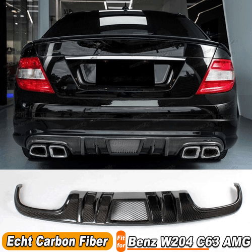 Für Benz W204 C63AMG 2008-2011 Carbon Diffusor Heckstoßstange Spoiler Heckansatz - Bild 1 von 12
