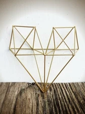 Gold 3D Geometric Metal Heart Wall Art Decor - Set of 2