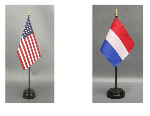 Hecho en los EE. UU.- 1 American & 1 Country Rayon 4""x6"" Bandera de escritorio de oficina y 2 soportes - Imagen 143 de 217