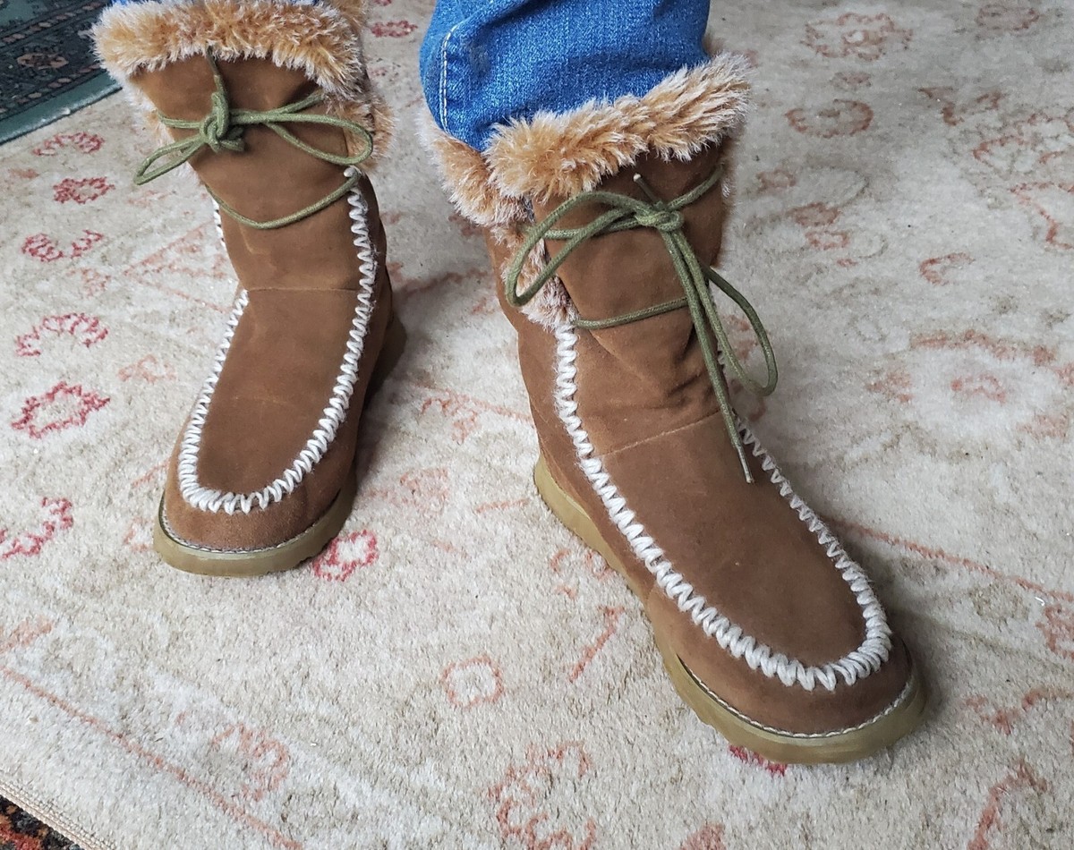 Rocketdog suede tan coloured moccasin boots UK