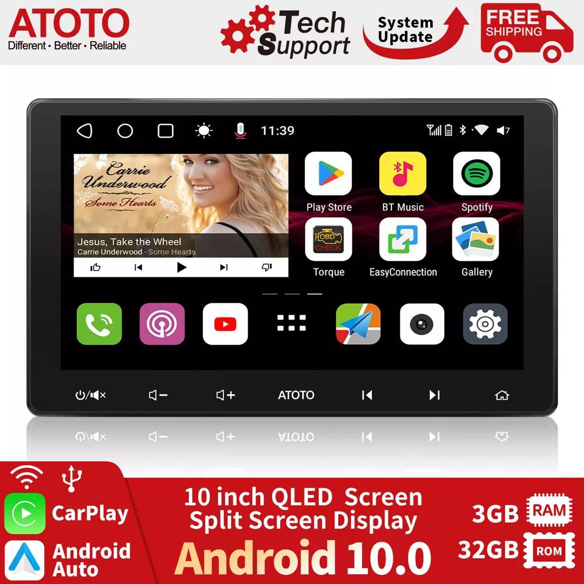 ATOTO S8 Premium 10in Double-DIN Car Stereo with Wireless CarPlay & Android  Auto