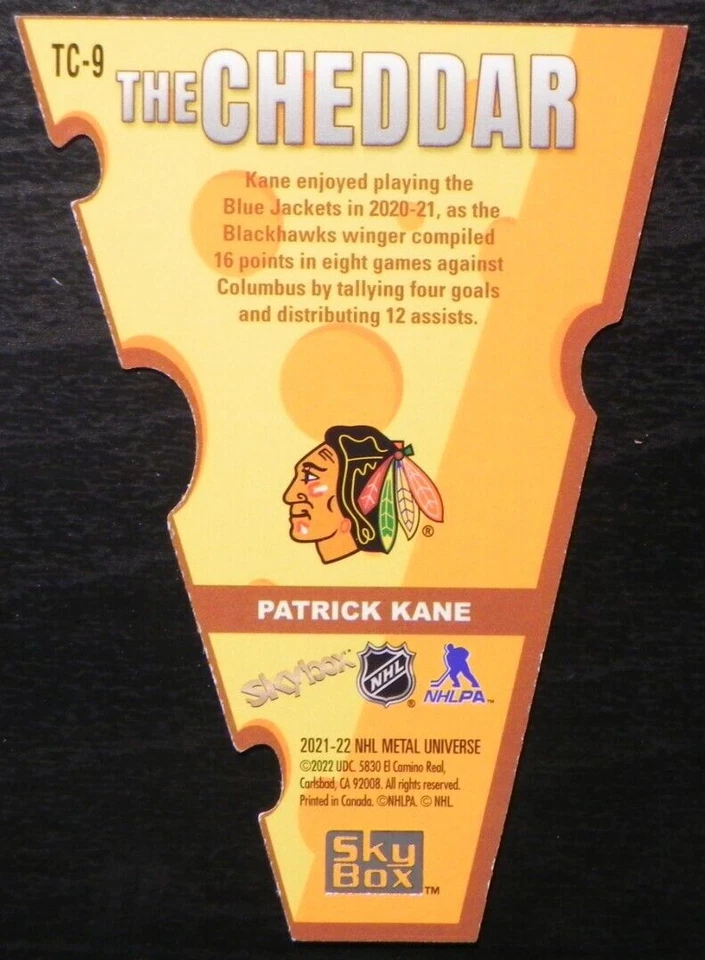 2021-22 21/22 Skybox Metal Universe The Cheddar TC-9 Patrick Kane Blackhawks - Image 2 of 2