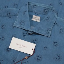 Luciano Barbera NWD 100 Cotton Sport Shirt Size Large In Blue Floral