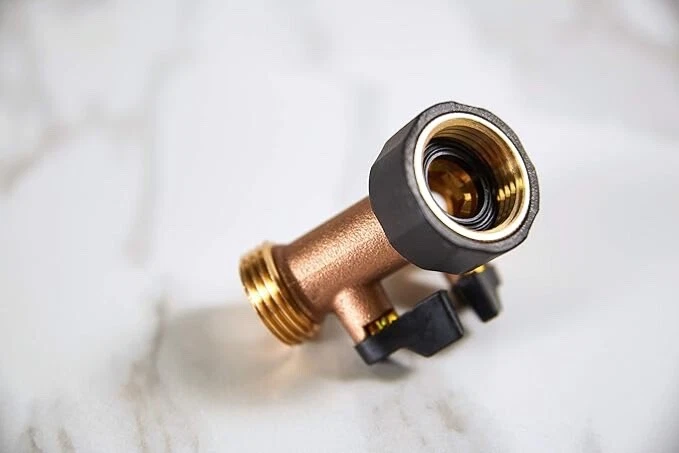 2 - Divisor de grifo de jardín de 2 vías de latón resistente y divisor de manguera conexión de manguera de 3/4" Foto 3 de 4