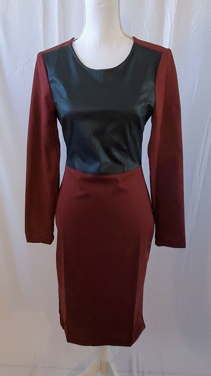 Bcbgmaxazria Mixed Media Sheath Dress Small / Red