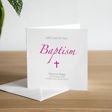 Personalised Handmade Baptism Card Newborn Daugher Granddaughter Baby Girl Niece