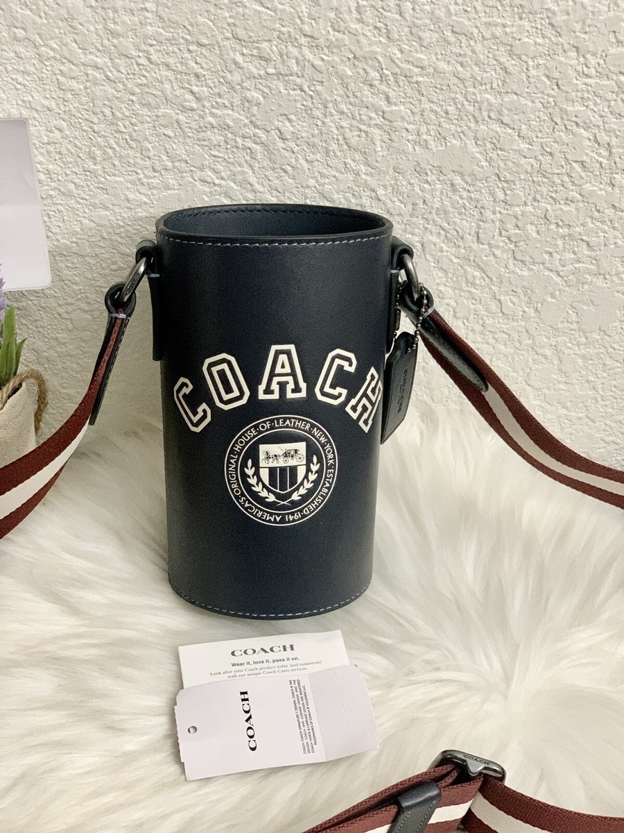 NWT Coach Water Bottle Crossbody with Varsity Motif Leather with