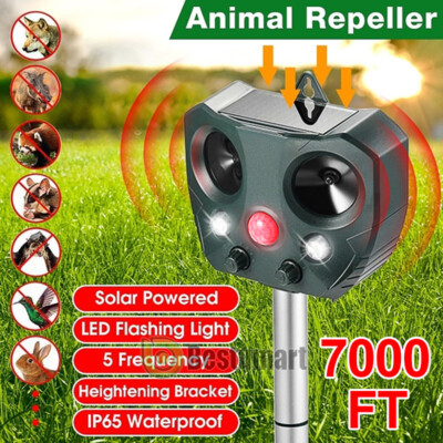 7000ft Animal Repeller Ultrasonic Solar Sensor Mouse Snake Skunk Deer Repellent