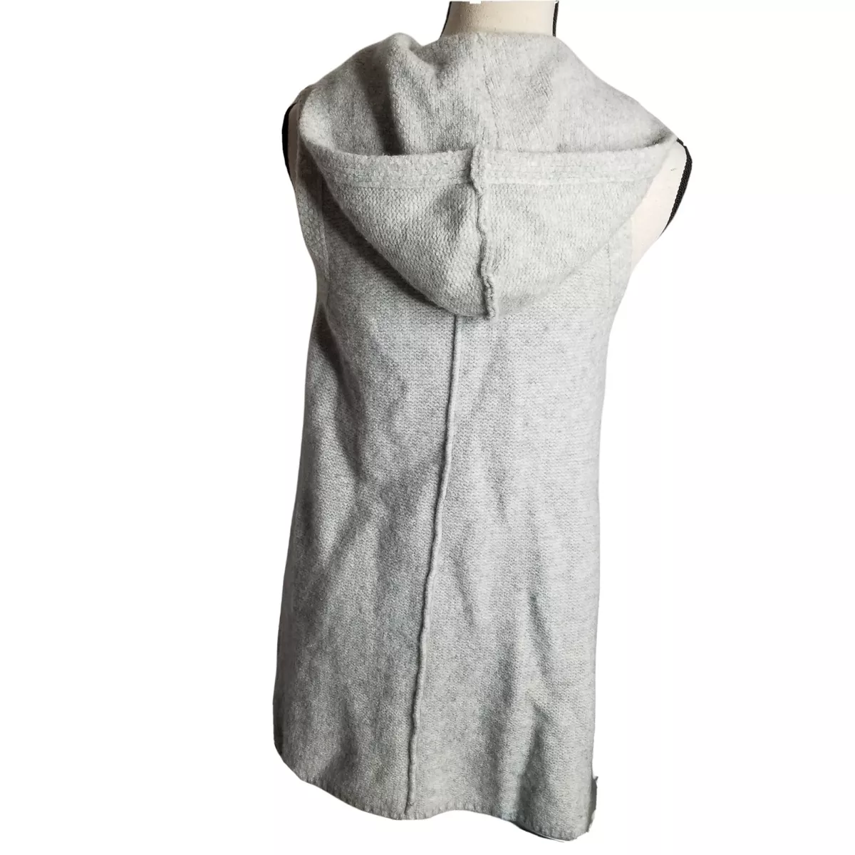 Tahari Sweater Vest Women s Sz Small Gray Cardigan Hooded Pockets