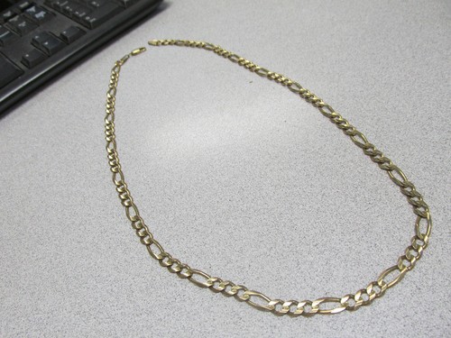 14k Solid Gold Figaro Chain Necklace 