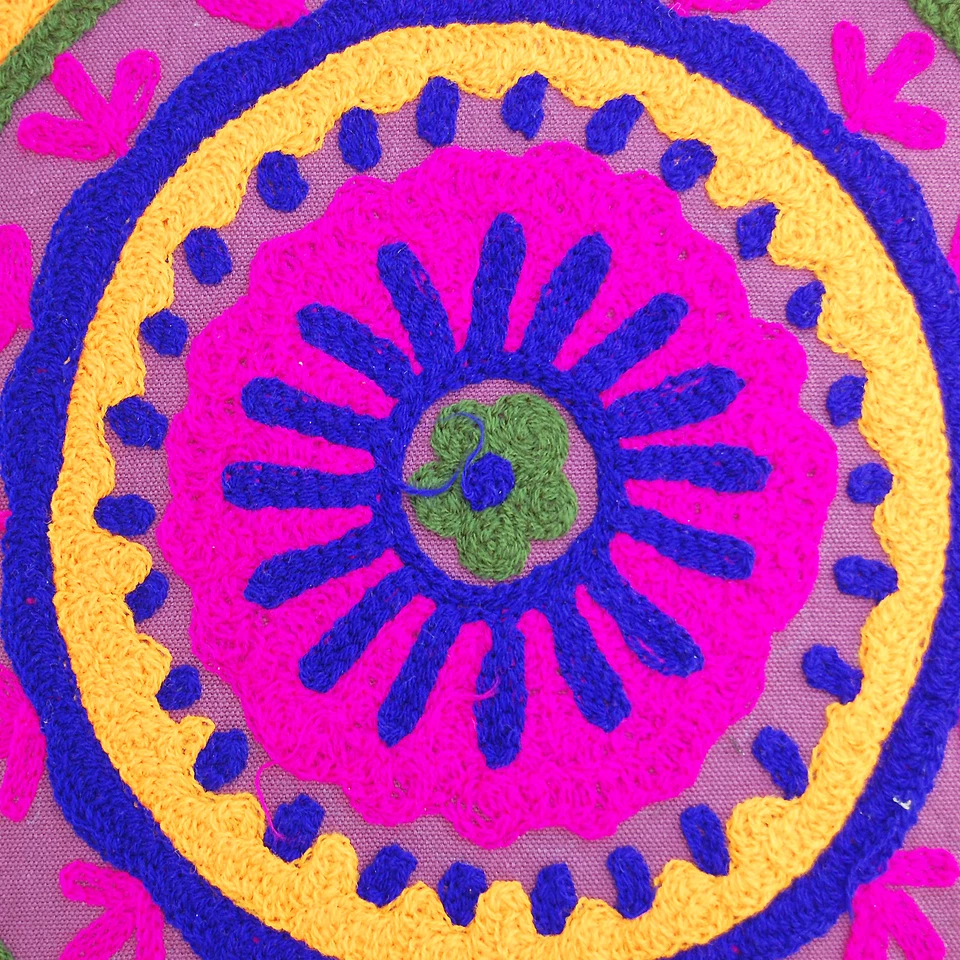 Cotton Embroidery Hand Made Purple Pillow Cover Cushion Cover from Craft 16x16" - Image 4 of 4