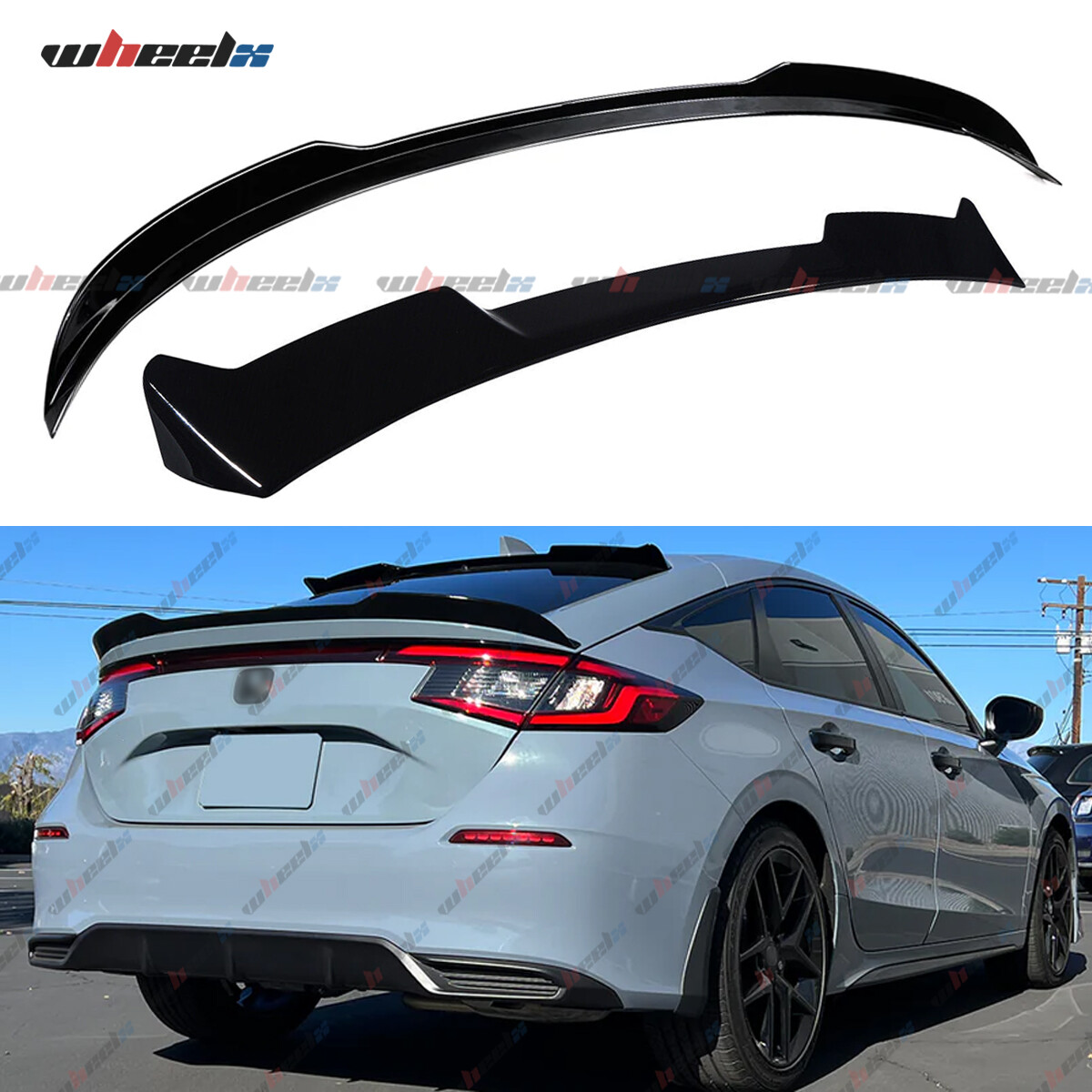 FOR 22-25 CIVIC HATCHBACK FL2 FL5 V2 STYLE TRUNK SPOILER LIP + REAR ROOF SPOILER