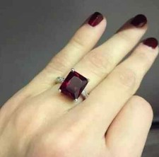 2.10 Ct Emerald Cut Simulated Ruby Womens Engagement Ring Gold Finish 925 Silver