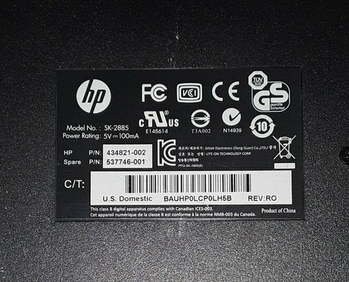 Genuine HP Desktop Black & Silver Wired USB Keyboard SK-2885 - Picture 4 of 4