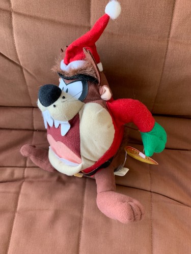 Tasmanian Devil Plush Taz Santa Looney Tunes Russell Stover 9” W/ Tag - Picture 10 of 11