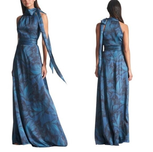 Sachin + Babi Kayla Gown Blue Tonal Petal NWOT