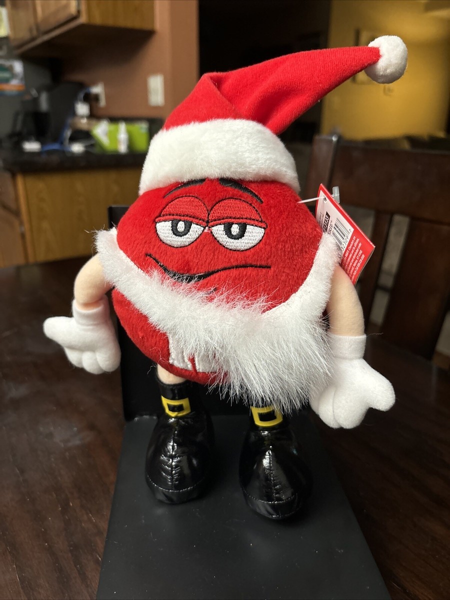M&M Red with Beard Black Boots Wearing a Santa Hat Poseable Plush