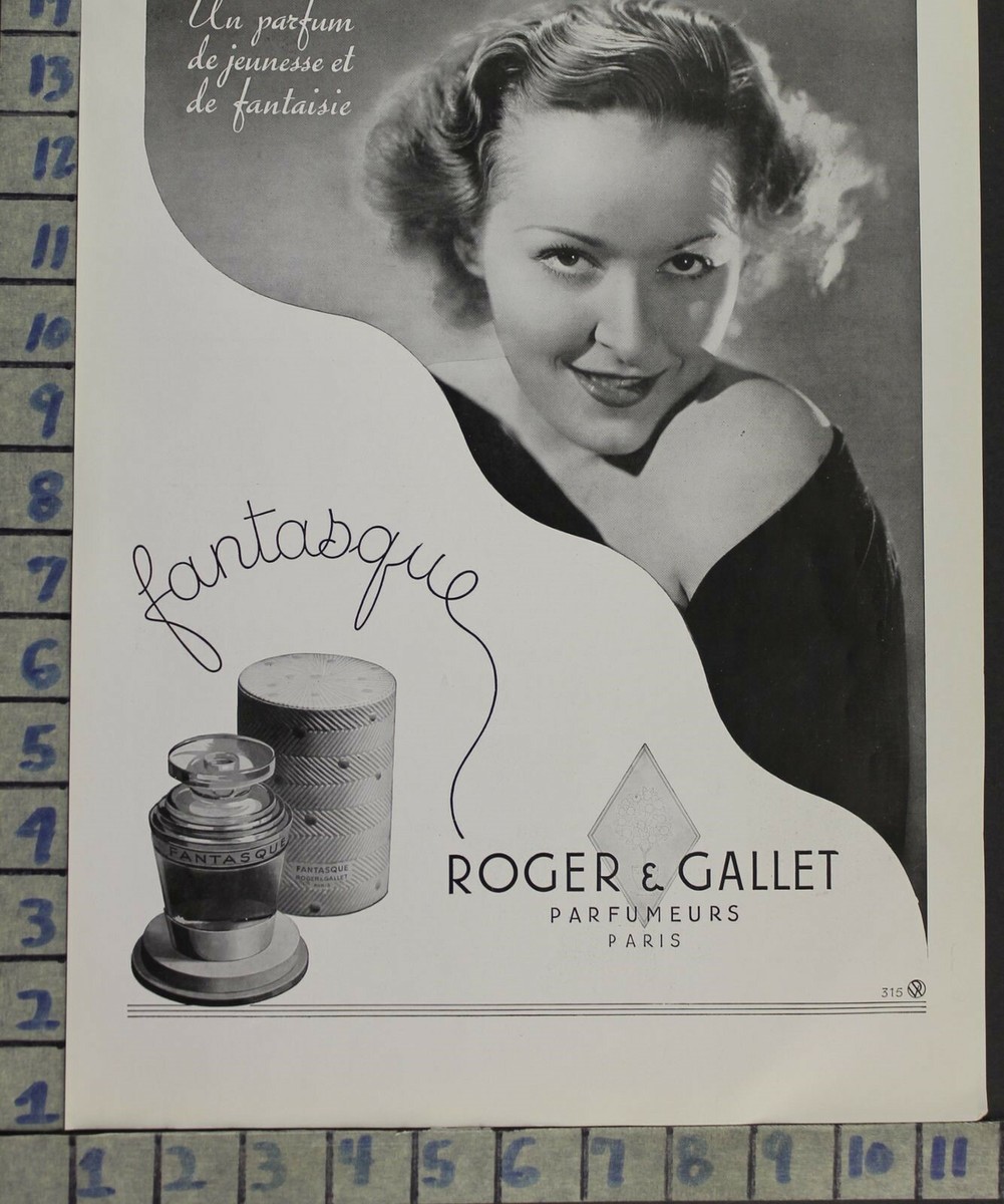 1936 ROGER GALLET PERFUME COLOGNE TOILET WATER BEAUTY VINTAGE ART