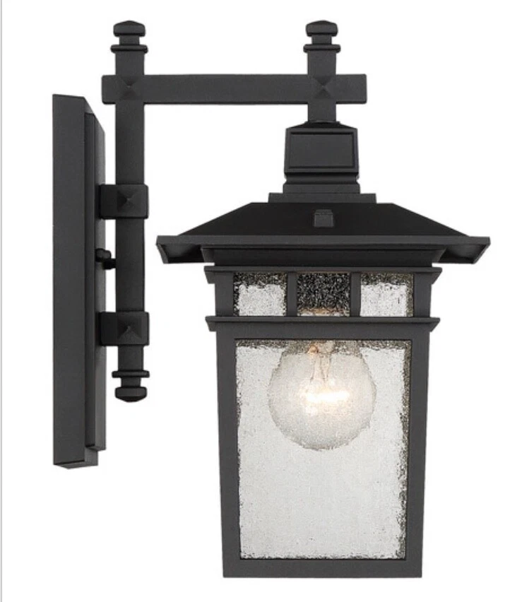 Linterna de pared exterior negra texturizada Savoy House 5-9590-BK Linden 1 luz 13 pulgadas Foto 3 de 4