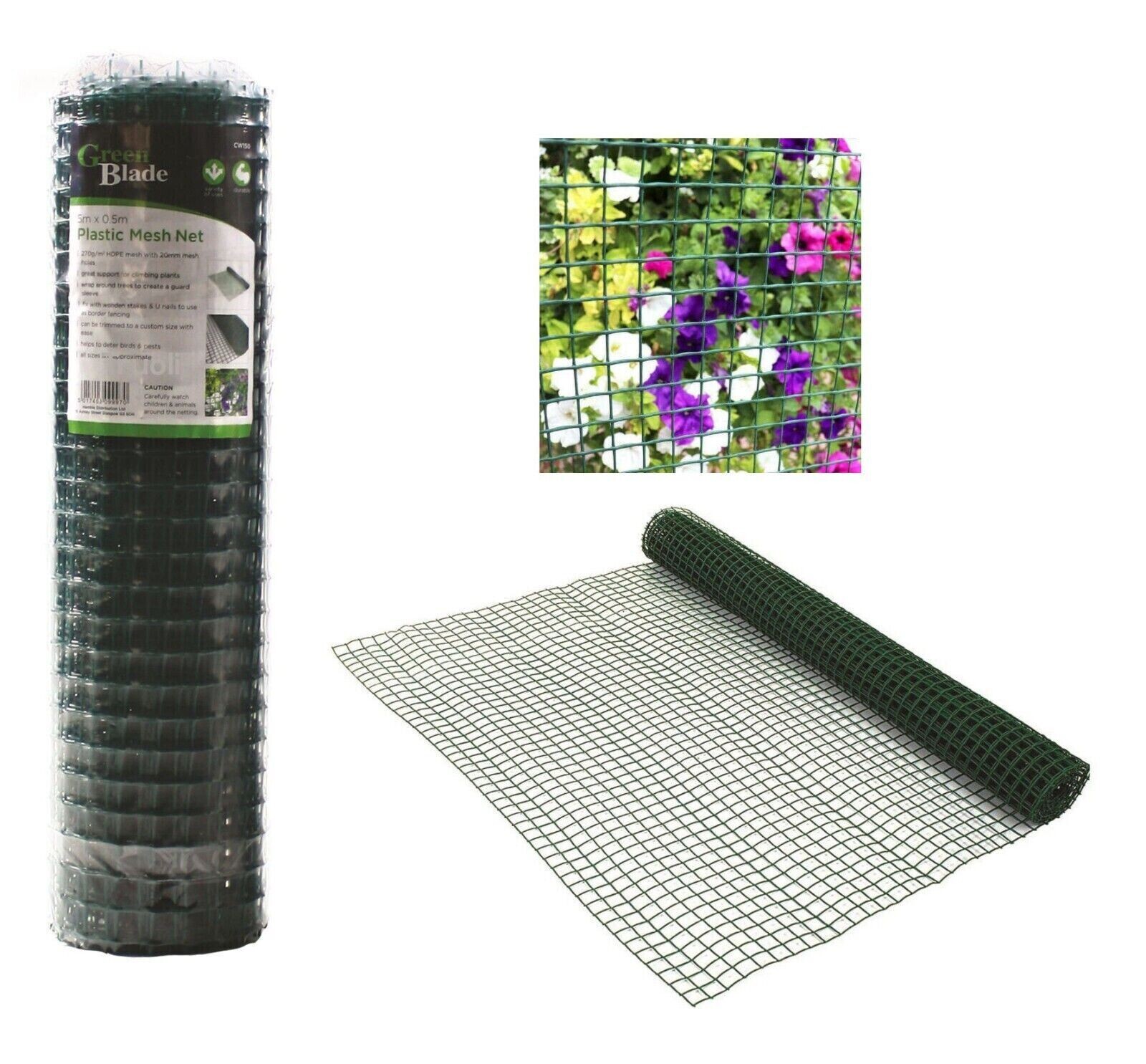 Green Plastic Mesh Garden Barrier Fence Square Planter Climbing Netting