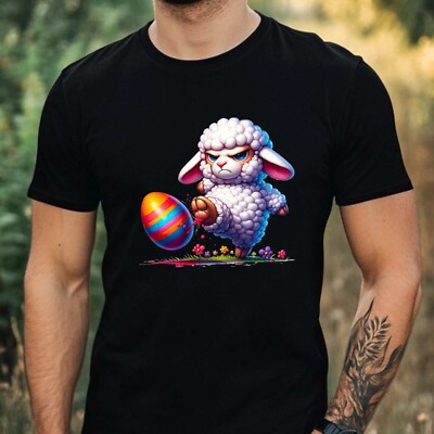 Herren T-Shirt Mürrisches Osterlamm Motiv Baumwolle Größe XS bis 5XL