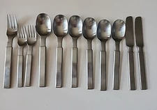 Stanley Roberts Oblique Modern Stainless Flatware Bob Van Allen Japan 11 PcS.