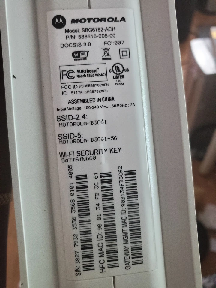 Motorola ARRIS SBG6782-ACH 1750M SURFboard DOCSIS 3.0 Modem & Wi-Fi Router - Image 4 of 4