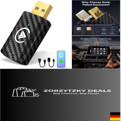 MSXTTLY Wireless Android Auto & Carplay Adapter, kabellos für Autos mit AA & ...
