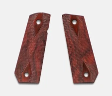 1911 Full Size Grips, Red Cocobolo, Double Diamond Checkered, Carry Cut, Thin
