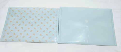 PAPERCHASE Cute Bee Gold Blue 2X A5 Document Wallets Plastic Button Close - Picture 6 of 8