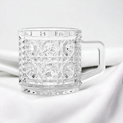Federal Glass WINDSOR CLEAR Button Cane Design 6 OZ Snack Cup