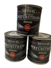 Lot of 3 8oz Cans MINWAX Fast-Drying Polyurethane WARM SEMI-GLOSS Premium Oil