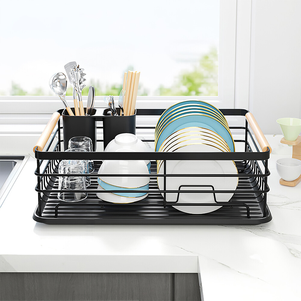 Anti-Rust Dish Drainer Drying Rack with Removable Drip Tray