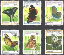 Timbres Papillons Bénin 710N/T o (69100DZ)