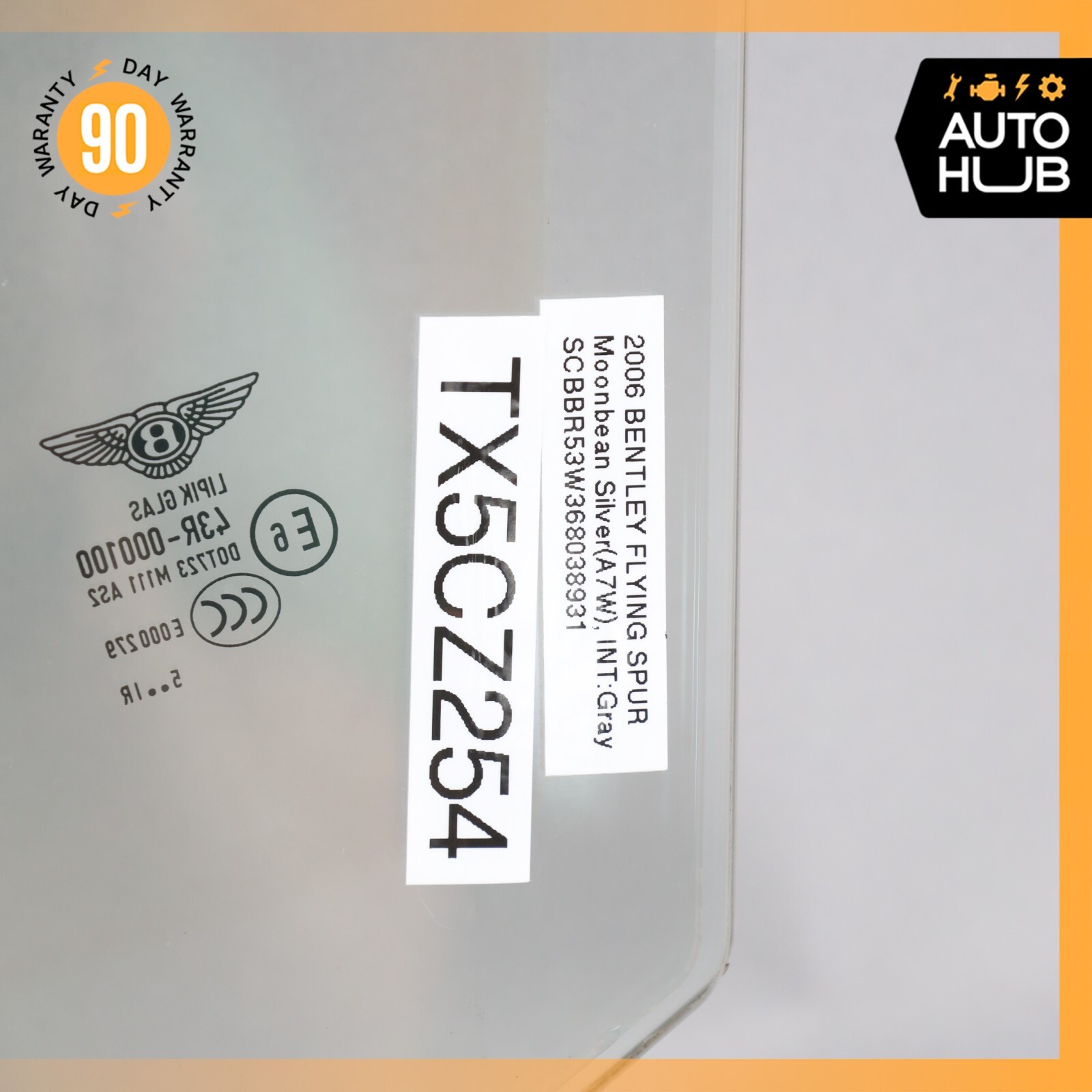 06-13 Bentley Continental Flying Spur Front Right Side Door Window Glass OEM 53k
