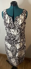 Adrianna Papell Dress Ruched Sides Linen Blend Women’s Size 12 Floral Casual