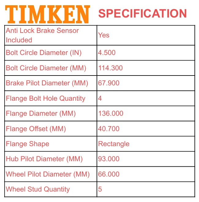 Ступица подшипника переднего колеса полного привода 4x4 Timken для Infiniti EX35 FX45 G37 QX70 2008-2017 годов выпуска - Изображение 3 из 4