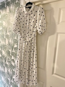 new look white spot dress