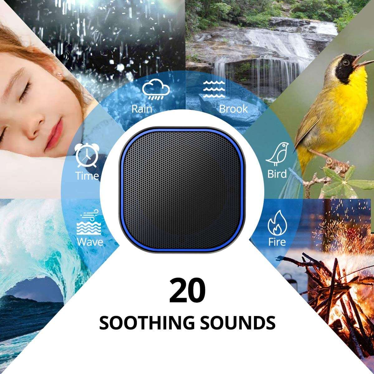 Magicteam Sound Machine White Noise Machine with 20 Non Looping Natural Soothing